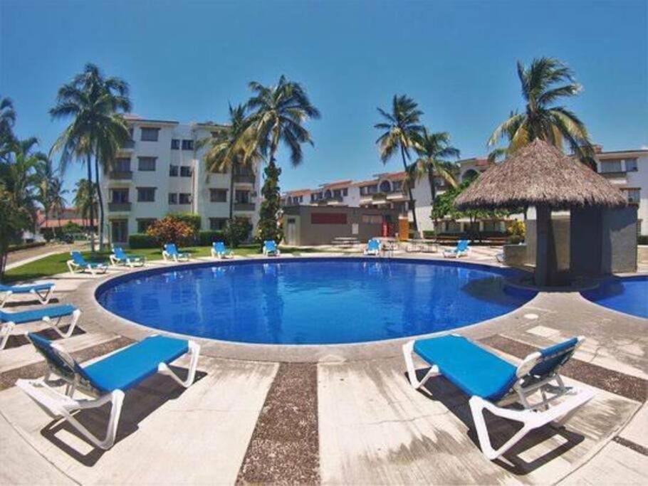 Magnifico Departamento, Cocina Equipada, 2 Recamaras 2 Banos , Hasta 6 Personas, 3 Albercas, Playa A 50 Mts Wifi, Aire Acondicionado Lägenhet Manzanillo Exteriör bild